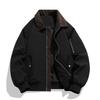 Mens Cropped Jacket Contrast Collar Utility Coat Cargo Jacket Barn Jacket Outwear with Pockets