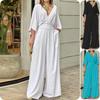 2026 Frühling Europäischer & Amerikanischer Damen V-Ausschnitt Lässiger Stil Lockerer Taillen-Jumpsuit