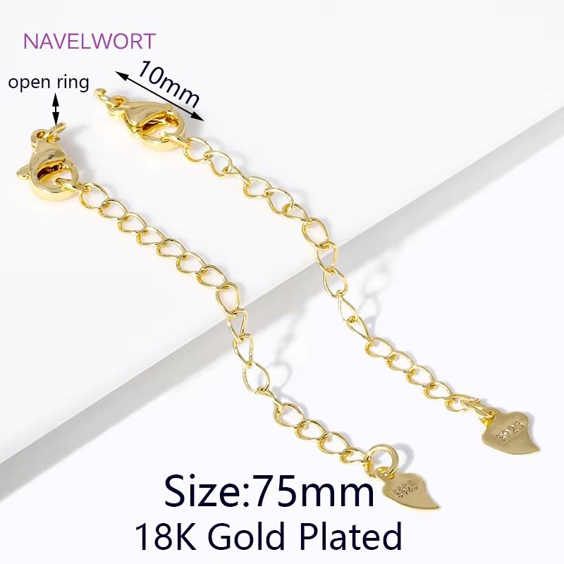 

60mm 18K Gold Plated Round Shape Extension Chain,Tail Chain With Lobster Clasps Connectors For Jewelry Making DIY Accessories 1 piece