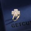 Elegant Minimalist Floral Jewelry Set Women Gold/ Tone Rotating Clover Pendant Necklace Earrings Ring Combo