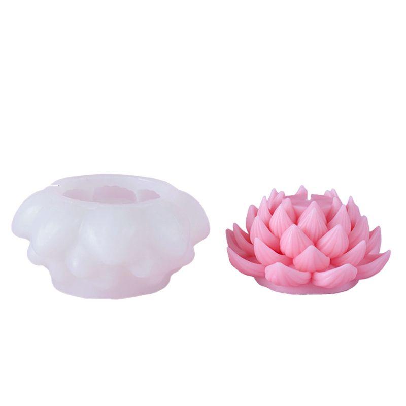 M-Modern-Simulation Lotus Candle Silicone Mold Blossom Flower Soap Fragrance Ornaments Making Chocolate Cake Decor Gift