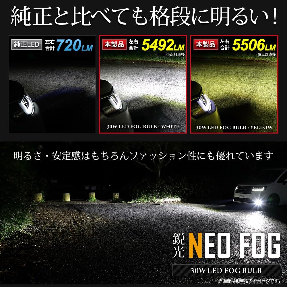 YOURS Spacia Custom Replacement LED Fog Light Bulbs L1B Yellow for OEM Fog Bright fog lamp bulbs for and Product (30W [3200K]) Lamps. customization.