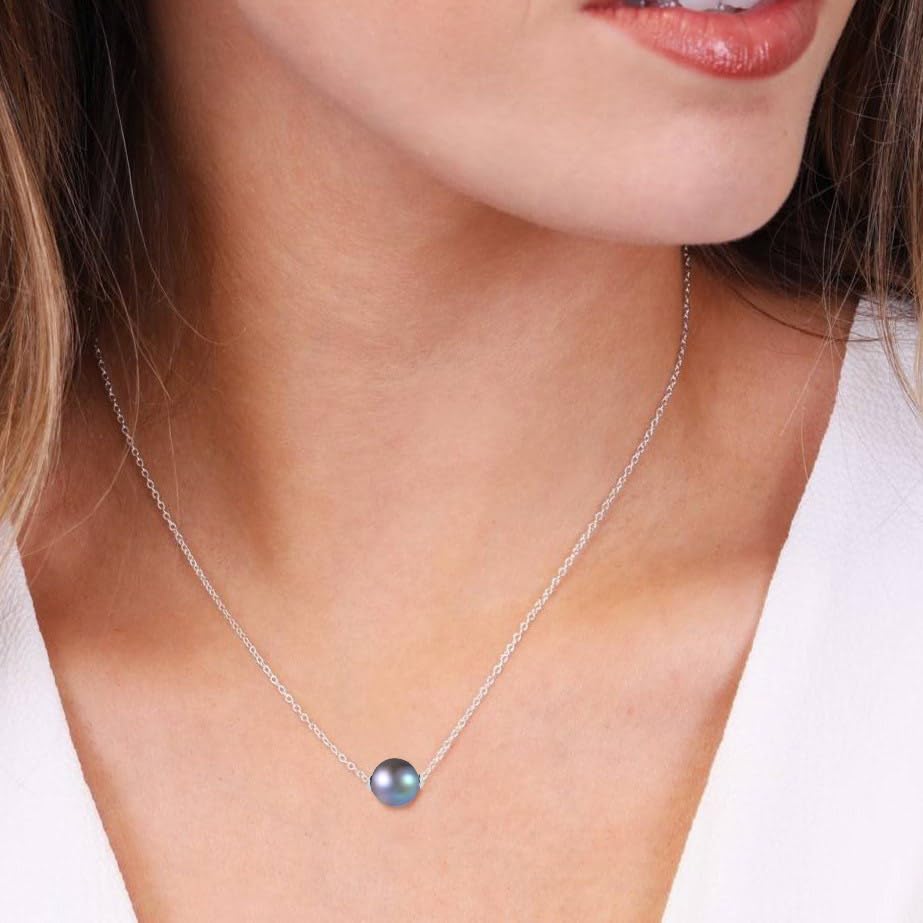 [KOAI] Black Pearl Pendant Birthstone Black Pearl Necklace for Women