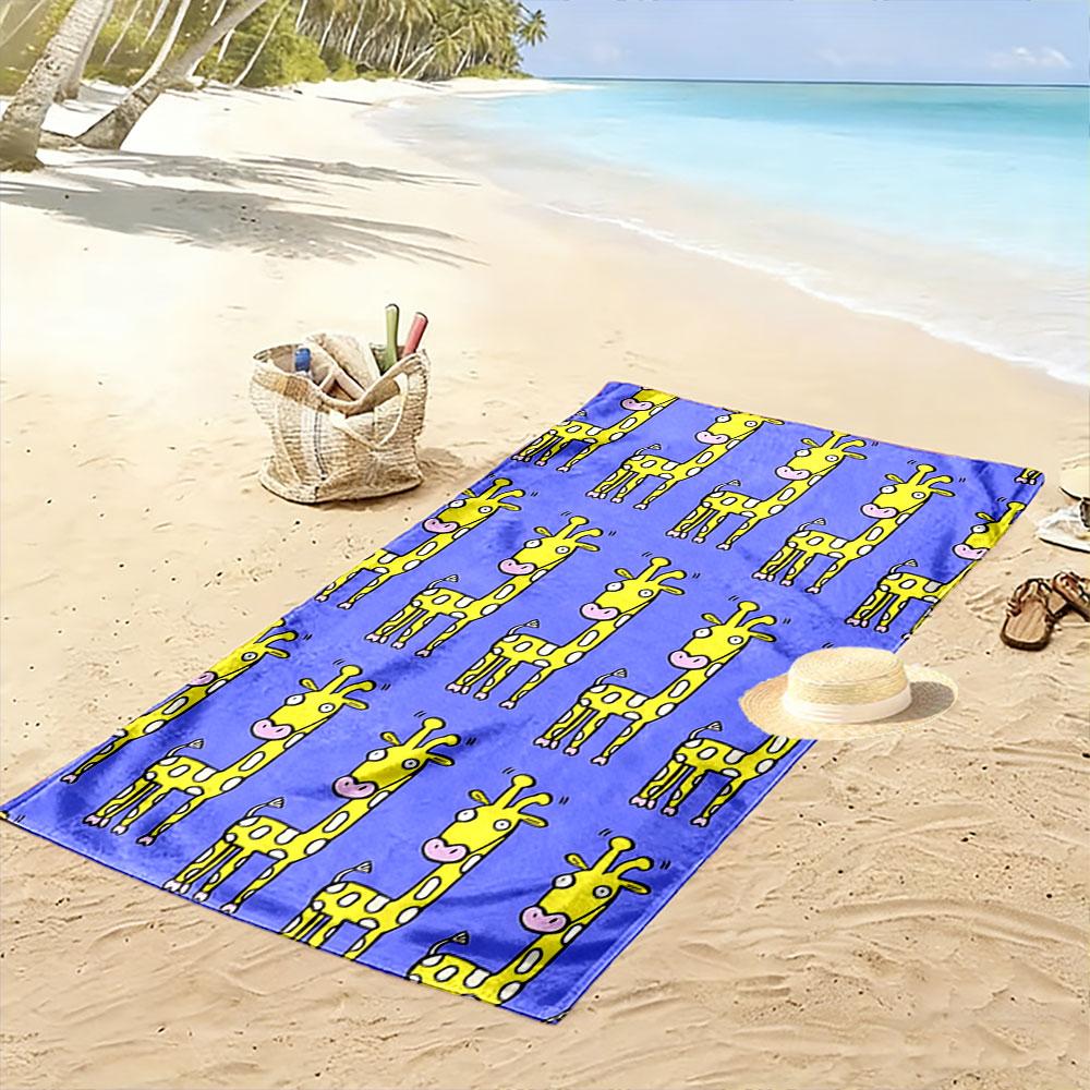 Quirky yellow giraffes Print beach towel, quick drying, suitable for travel, outdoor sports, jogging, the beach and swimming, gift