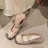 Spring and summer 2026 new thick-heeled women's small fragrant temperament Mary Jane shoes French evening single shoes