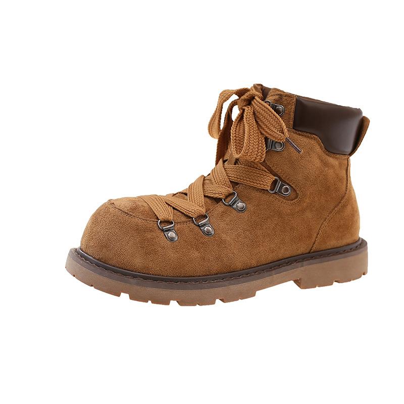 Martin Boots Women's Autumn and Winter New Fashion Platform Retro Lace-up Fashion Short Boots Women