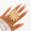 Ingemark Exaggerated Large Sunflower Round Metal Stud Earring Women 2025 Trend Punk Open Adjustable Finger Ring Jewelry Anillos