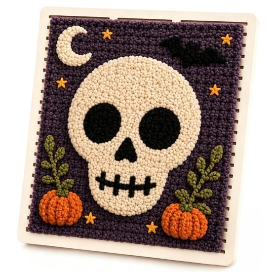 Yarn Art Decor Projects DIY Fabric Weaving Painting Kit, Halloween Christmas Crochet Kit for Decoration, Beginner Handmade Craft Project Set Holiday
