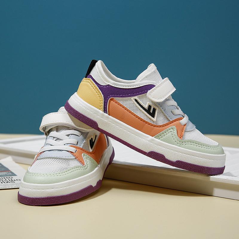 Warrior Fashion Versatile Trendy Classic Sports Casual Low-Top Kids Skate Shoes Kids Sneaker White Purple WZTH-079512