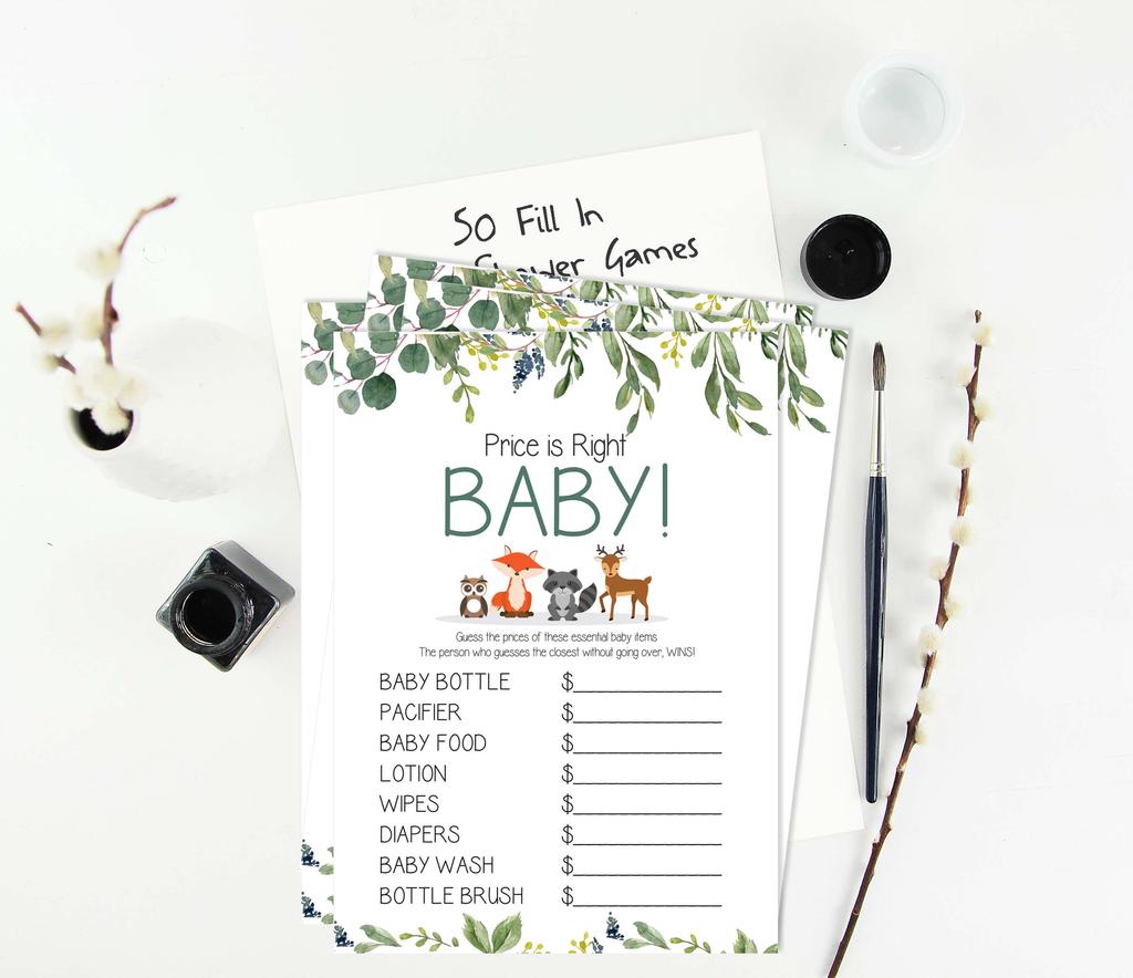 Inkdotpot 50A  Advice CardsA  For Baby Shower Game Gender Neutral Advice For New Mom & Dad Greenery & Animals Boy Or GirlA  Party
