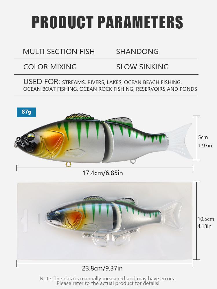 Multi-section European Lake Fishing Lures - Large Hard Bait Accessories for Boat and Sea Fishing