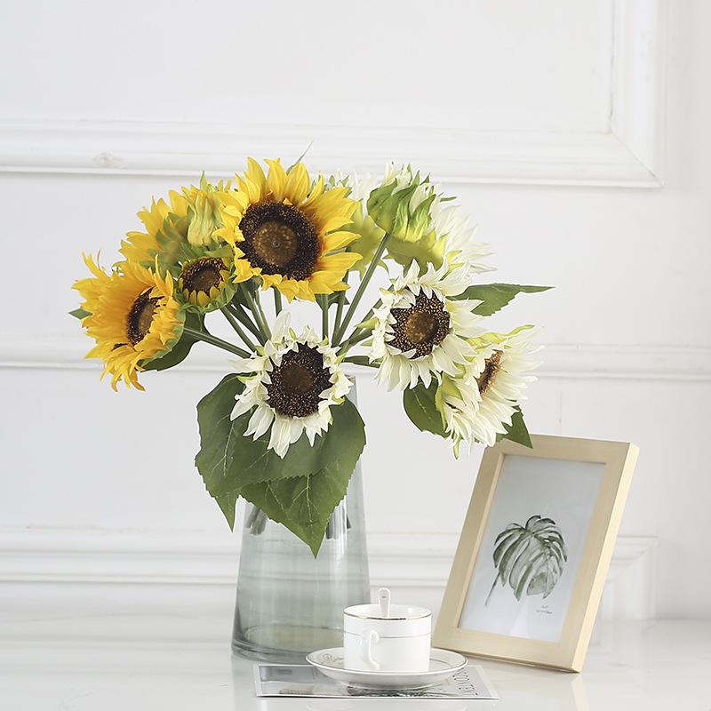 7-Head Sunflower Simulation Flower, Fake Flower Arrangement, Sunflower Bouquet, Living Room Home Decoration, Plastic Floral Ornament