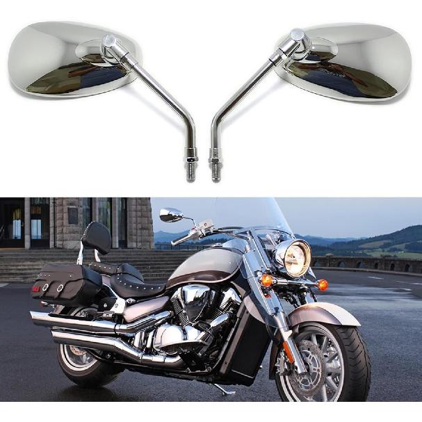 Motorcycle Chrome Rearview Side Mirrors Compatible with Kawasaki Suzuki Chopper Scooter 10MM