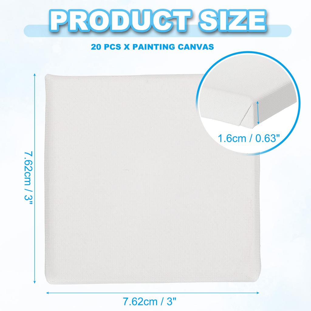 6-40Pcs White Blank Square Artist Canvas Pine Wood Board Frame Cotton Artist Canvas Boards for Oil Painting Acrylic Watercolor
