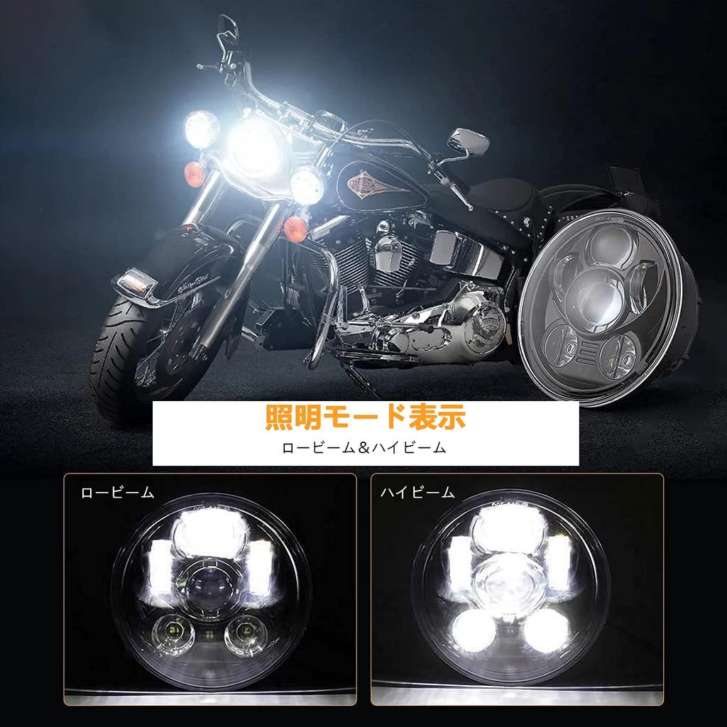 JIAHER Motorcycle Headlight Vehicle Inspection Compatible Universal 5.75 Inch LED Headlight Harley Davidson 883