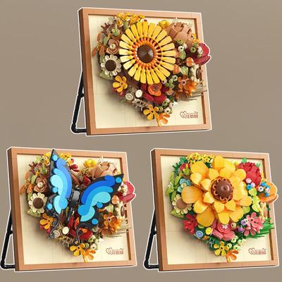 Brick 2176 Blooming Flower Frame: 3D Painting & Building Toy for Kids