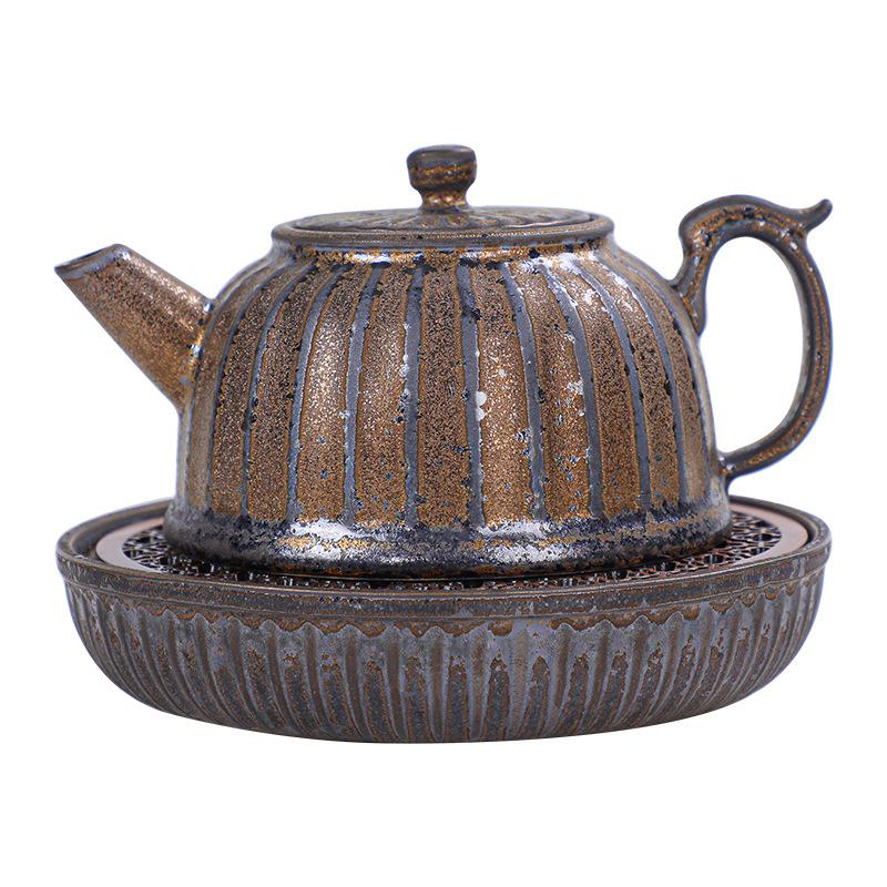 Vintage Rusty Glazed Coarse Pottery Teapot Japanese Ceramic Kung Fu Teapot Office Teapot Creative Tea Ceremony Accessories