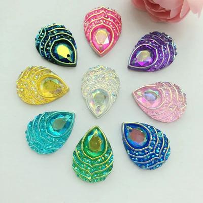DIY 40 ks 13x18mm Slza Našívací kamínky AB Barvy Pryskyřice Našívací kamínek Plochý zadní díl 2 dírky pro oděvy -A29