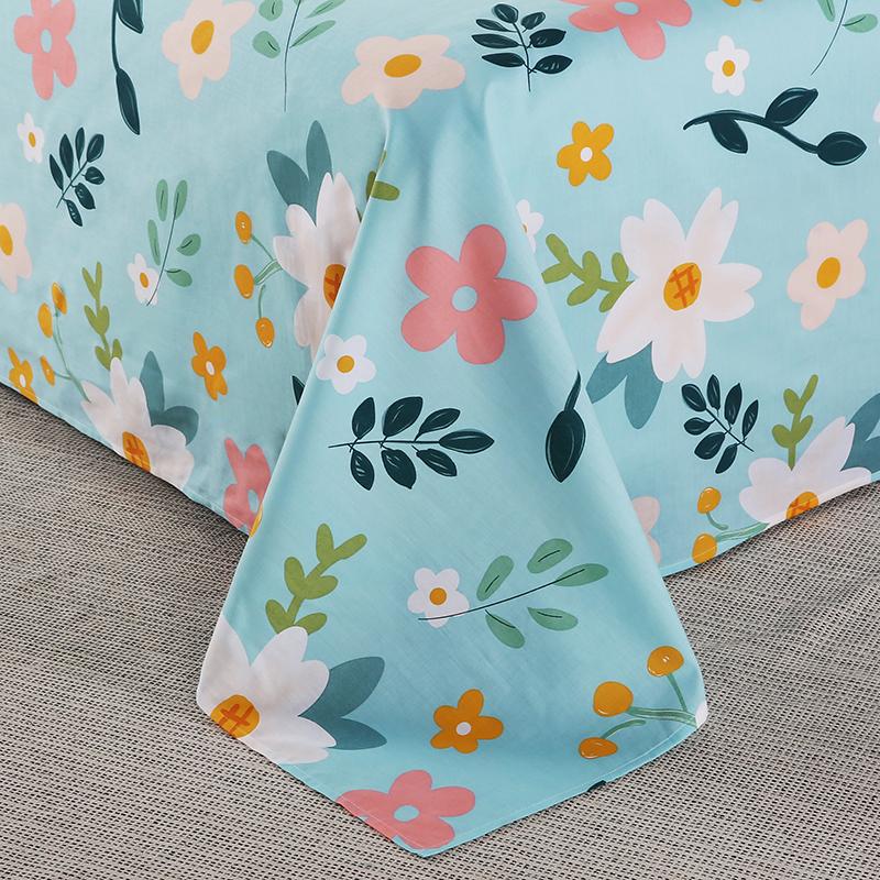 3Pcs Botanical Floral Pattern Bed Sheet Set 100% Cotton Skin-friendly Breathable Bedsheet Sets Home Flat Sheet with Pillowcases