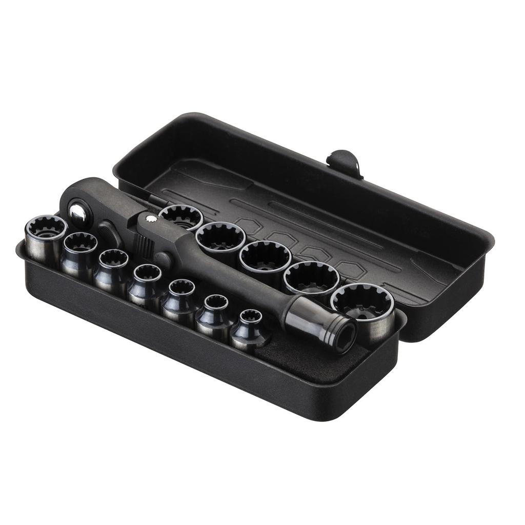 Arsenal Tool Socket Set with Storage Square 15mm Socket Short Ultra-Short Set, 12-Piece Case, 6.35mm Drive, Height, 4/4.5/5/5.5/6/7/8/9/10/11/12/13mm,
