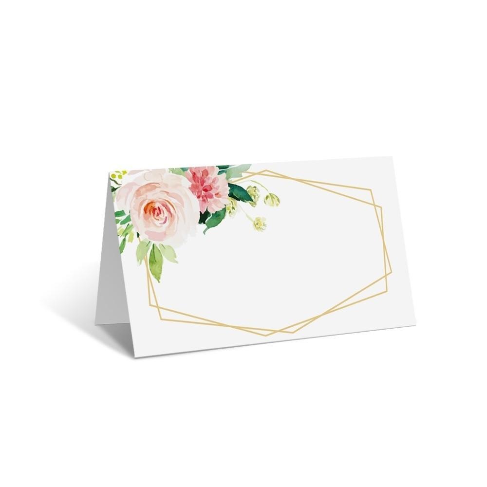 100pcs Flowers Plants Printed Seating Place Cards Blank Tabletop Card for Banquet Wedding
