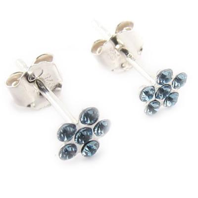 [J9586] - Blue 'Flora' Silver Earrings
