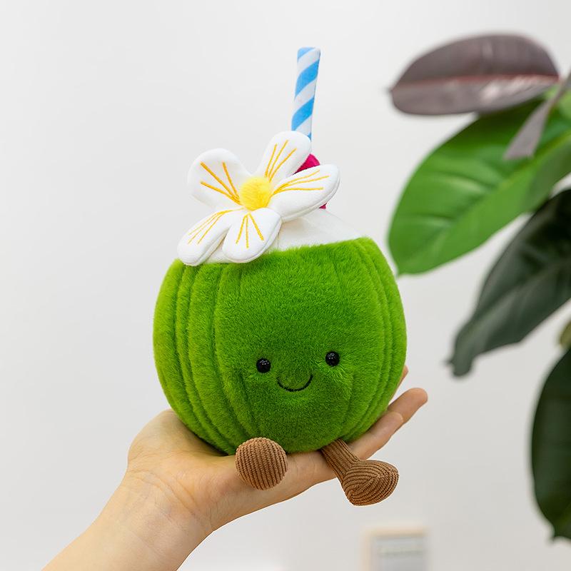 New Creative Cute Summer Coconut Plush Toys Fun Coconut Simulation Doll Table Companion Ornament Afternoon Tea