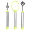 Fruchtschnitzwerkzeug-Set 3 Teile Schälmesser DIY-Skulpturwerkzeuge Grün Silber Küchenzubehör
