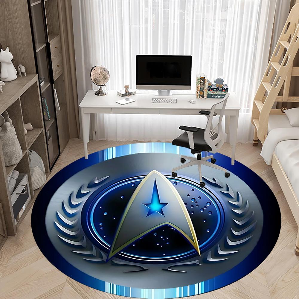 1pcStar Trek Office Round Area Rug, Indoor Mat Suitable For Office, Under Office Chairs Bedroom Living Room Home Decor, Room Deco