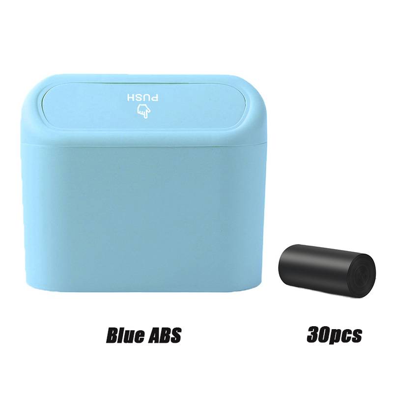 Hanging Car Trash Can with Lid Mini Tray Dustbin Garbage Box Trash Car Interior Storage Case Trash Bin Push Can Car Accessories