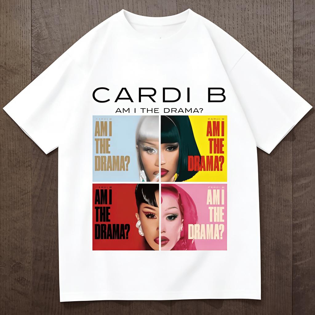 2026 Am I The Drama Cardi B Graphic Unisexs TShirt Unisex ONeck 100Cotton Short Sleeve Y2k Oversized Fashion Tee Fans Gifts