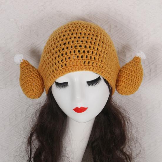 Chicken Leg Hat Highly Elastic Knitted Windproof Thermal Cap for Winter Fun