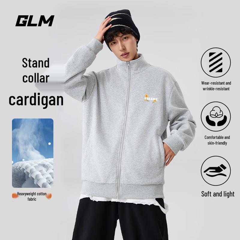 

GLM Men s Retro Stand Collar Full-Zip Hoodie Jacket 3XL