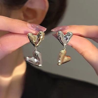 Fashion Two-color Heart  Earrings For Women