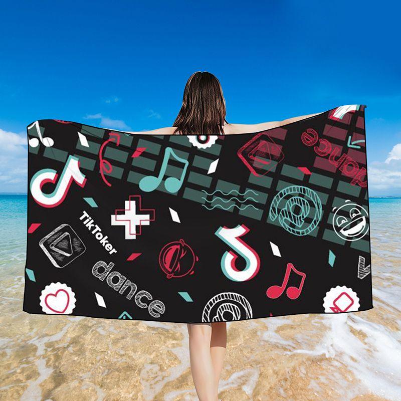 Tiktok 3d Printed Towel Bathing Bathrobe Beach Swimming Swimwear Shower Towel