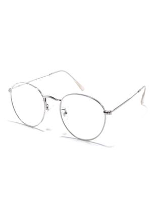 iCON STORE Sunglasses for Women and Men, UV Protection, Boston Style, Clear Lenses, Round Lenses, Gray, Thin Frame, Silver, Korean Style,
