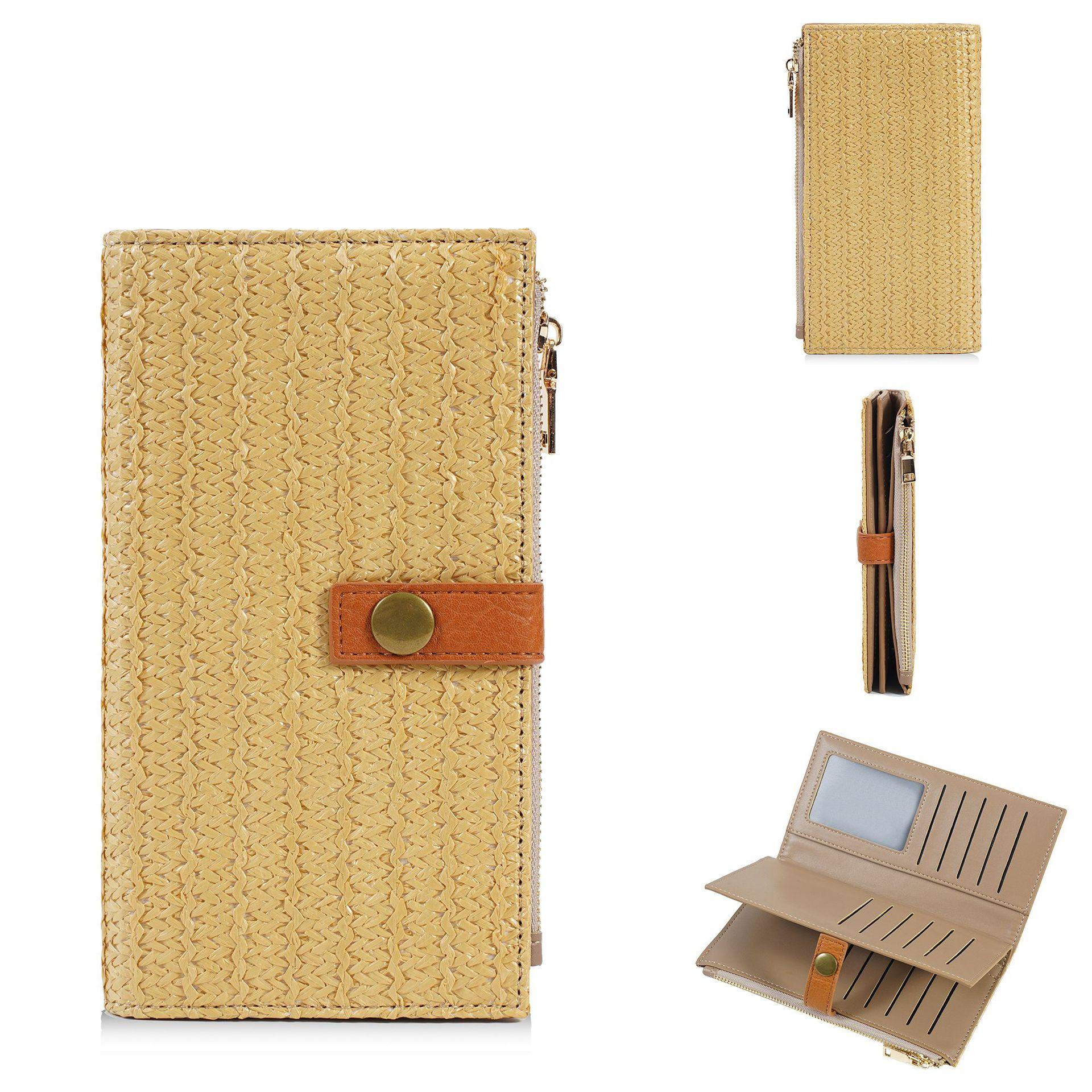 Woven pattern women s long wallet Korean version Xiaoxiangfeng simple three-fold multi-card position high-end fashion wallet one size жёлтый 1630₽