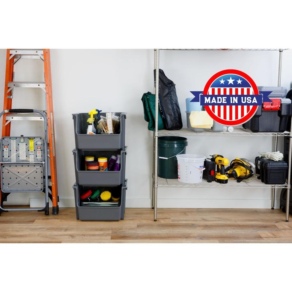 Heavy Duty Stackable Storage Bins Nesting Plastic Containers Perfect Home Office Organization Toys Tools and Household Items