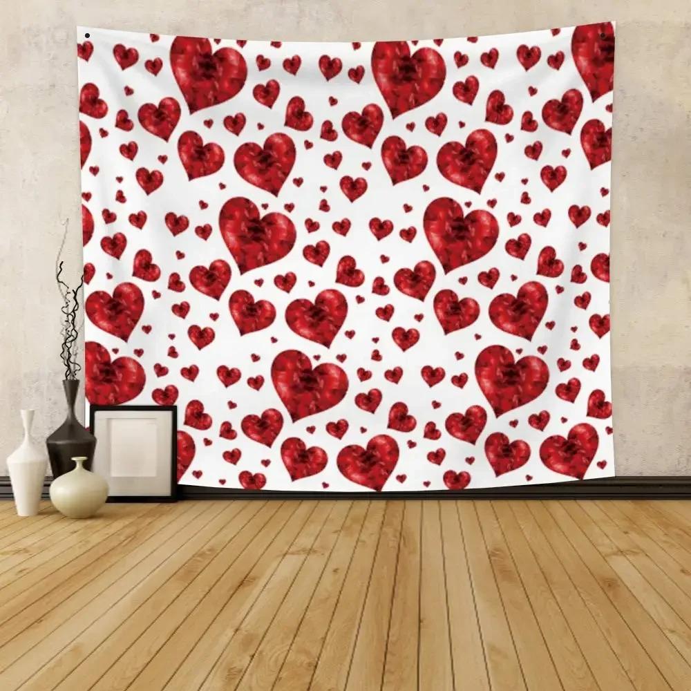 Colorful Watercolor Heart Pattern Tapestry Office Living Room Decoration Home Wall Tapestry