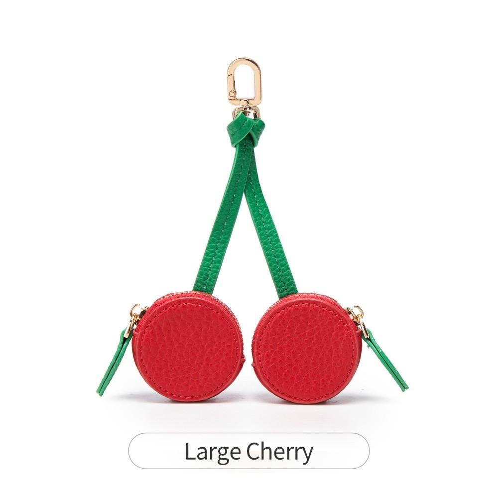 Portable Cherry Design Coin Purse Charm Fruit Shape Handmade Mini Zipper Pouch PU Leather Change Purse Gift For Girl