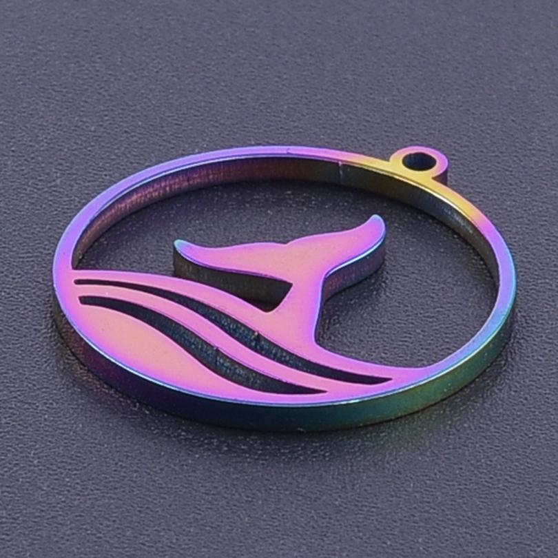 5 Stück/Los Regenbogen Seestern Fisch Muschel Großhandel Anhänger Für Schmuckherstellung Zubehör Meeresorganismus Edelstahl Anhänger DIY Zubehör