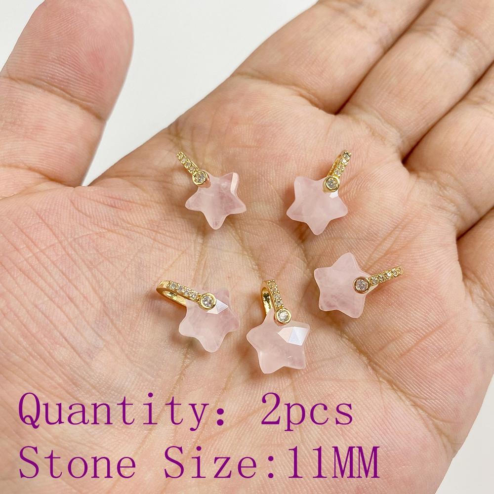2pcs Natural Rose Pink Crystal Quartz Stone Pendant Conector Charm For Handmade Women Necklace Bracelet Earring Jewelry Making