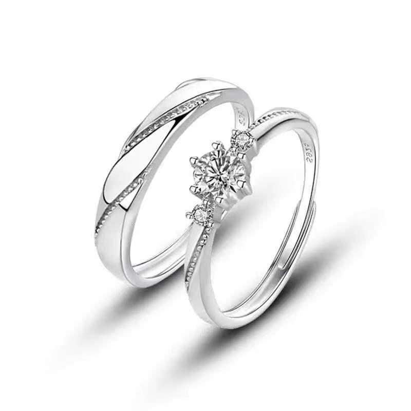 Adjustable S999 Silver Couple Rings - Light Luxury Qixi Valentine's Day Gift