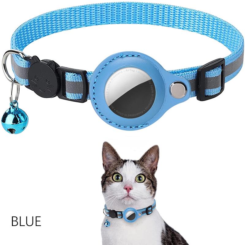 Cat Collar Breakaway With Airtag Holder - Adjustable Reflective AirTag Cat Collar With Bell Integrated Kitten Collar GPS Cat