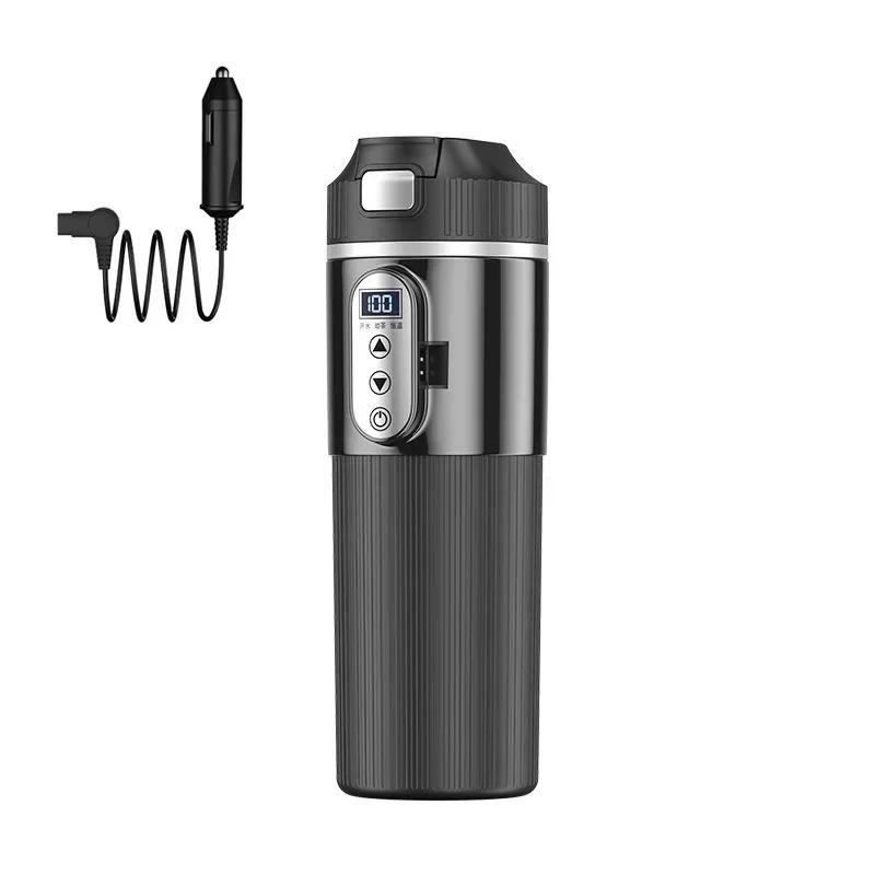 500ml Car Heating Cup Digital LCD Display Stainless Steel Electric Kettle Portable 12/24V Thermos Cup Travel Car Heating Kettle