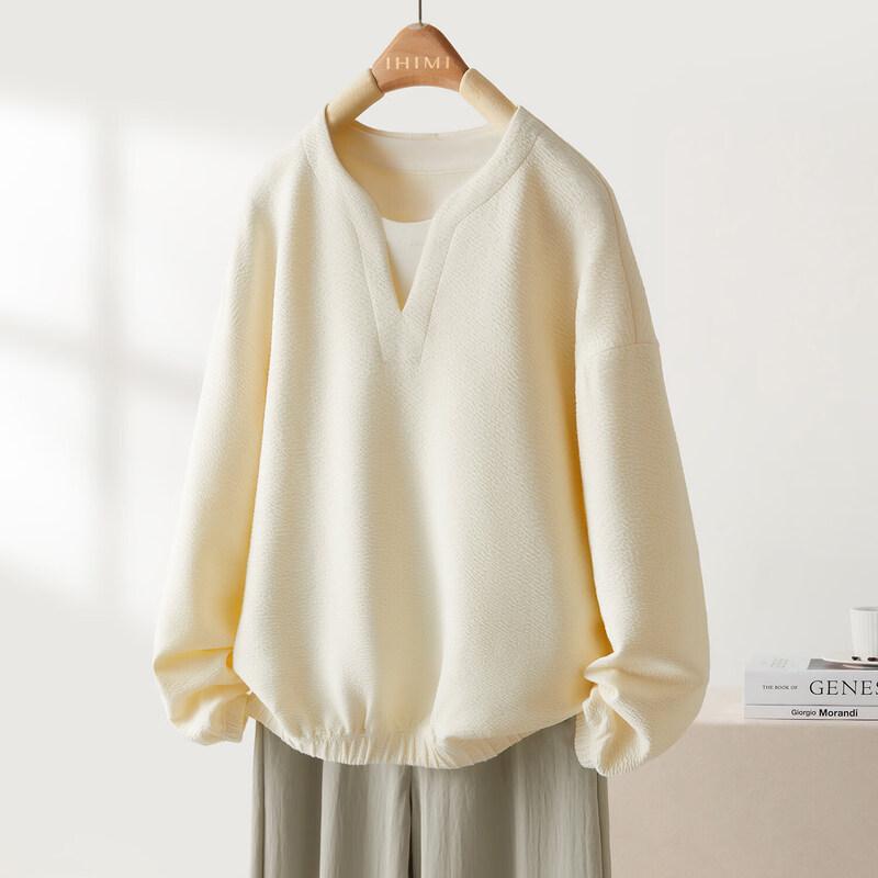 IHIMI Women s Loose Fit Round Neck Sweatshirt M