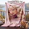 Personalized Flannel Throw Blanket,Sabrina Carpenter Custom Printed Name, Cozy Plush Blanket For Home Use