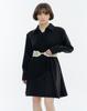 ISH Classic V-Neck Back Pleated Shirt Dress (Black)