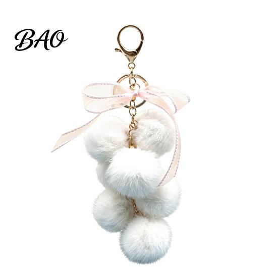 Fruit Bag Charm Plush Grape Keychain for Handbags, Fuzzy Cluster with Bow, Decorative Fluffy Ball Keyring Backpacks and Purses Accessory