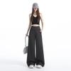 Women's Retro Grey Wide-Leg Suit Pants - Spring Casual, Versatile & Comfortable